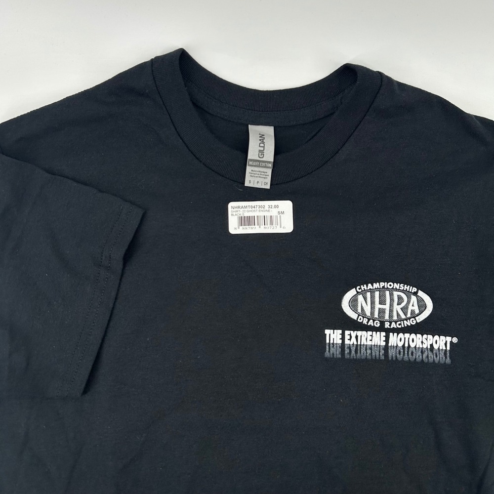 NHRA Graphic T-Shirt Mens Small Black Ghost Engine Drag Racing NWT NHRAMT047302